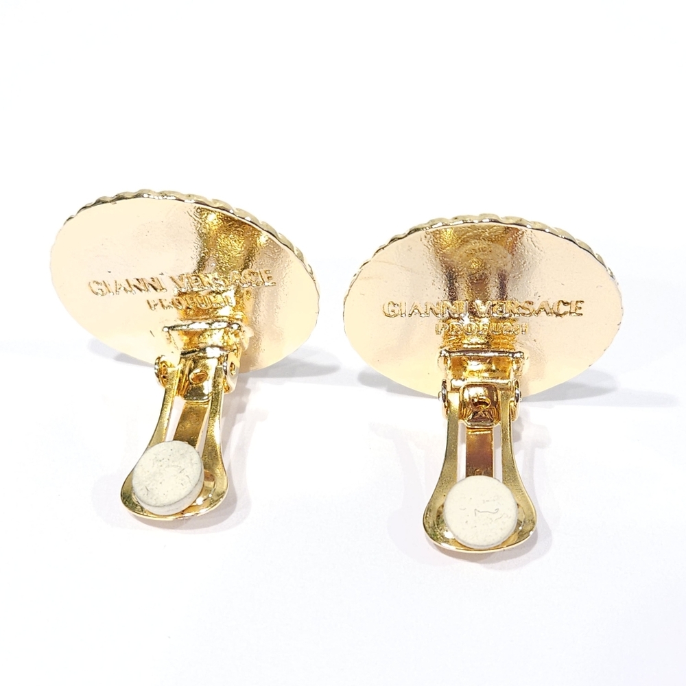 Vintage Versace Lion Coin Earrings 70s 80s Gold Tone Gianni Versace Clip Ons - Picture 13 of 17